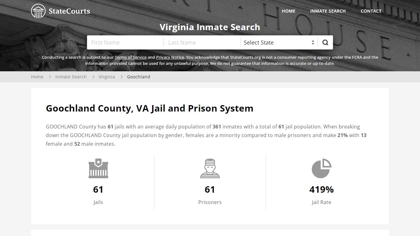 Goochland County, VA Inmate Search - StateCourts